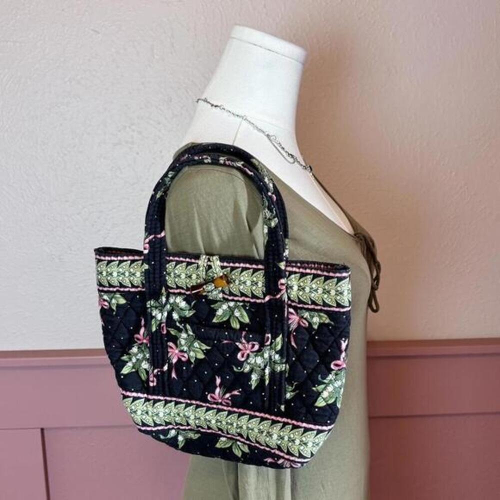 vtg coquette gyaru floral mini shoulder bag vera bradley green pink cotton